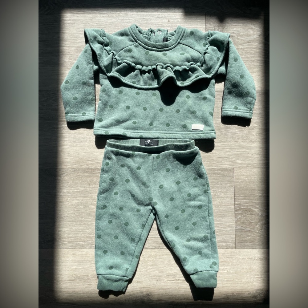 7 For All Mankind Soft Fleece Ruffle Sweatshirt and Jogger Set